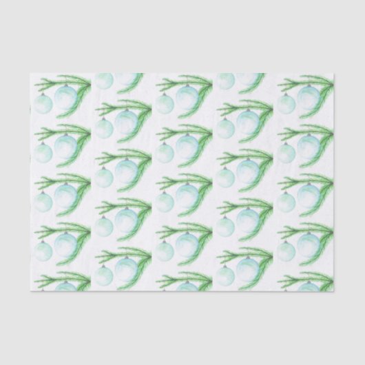 Weihnachtsschmuck auf einer Baumzweigung Seidenpapier (Vorderseite)