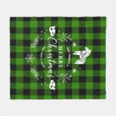 Weihnachtsschmuck auf kariertem Schwarz-Grün-Muste Fleecedecke (Vorderseite (Horizontal))
