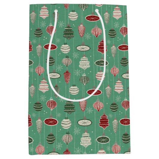 Weihnachtsschmuck auf Minzgrün Mittlere Geschenktüte (Vorderseite)