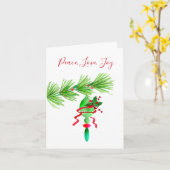 Weihnachtsschmuck auf Pine Tree Weihnachtskarte Karte (Gelbe Blume)