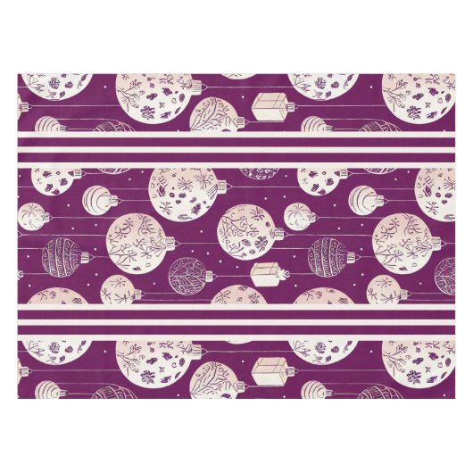 Weihnachtsschmuck auf Plum Tablecloth Tischdecke (Vorderseite (Horizontal))