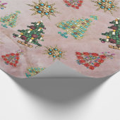 Weihnachtsschmuck auf Rose Quarzwackelpapier Geschenkpapier (Ecke)