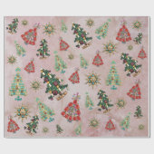 Weihnachtsschmuck auf Rose Quarzwackelpapier Geschenkpapier (Flach)