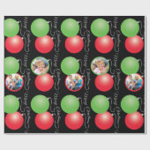 Weihnachtsschmuck auf Schwarz & 5 Fotorahmen Geschenkpapier (Flach)