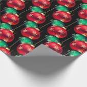 Weihnachtsschmuck auf schwarz geschenkpapier (Ecke)