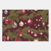 Weihnachtsschmuck auf Weihnachtsbaum Geschenkpapier Set (Vorderseite)