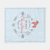 Weihnachtsschmuck auf weißem Schneeflocken Muster Fleecedecke (Vorderseite (Horizontal))