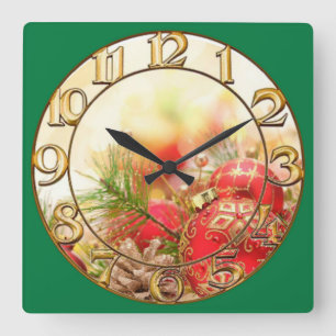 Weihnachtsschmuck aus Glas Quadratische Wanduhr