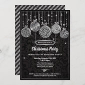 Weihnachtsschmuck aus Party, Schwarz und Silber Einladung (Vorne/Hinten)