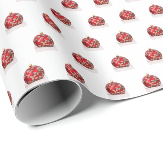 Weihnachtsschmuck aus Rotem Glas im Schnee Geschenkpapier (Rolleneckpunkt)