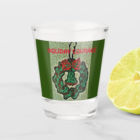 Weihnachtsschmuck aus Shot Glass mit humorvollem S Schnapsglas (Vorderseite)