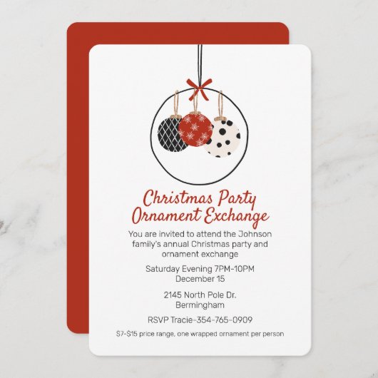 Weihnachtsschmuck Austausch Weihnachtsgeschenk Par Einladung (Vorne/Hinten)
