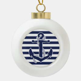 Weihnachtsschmuck Ball Navy Blue Anchor Keramik Kugel-Ornament