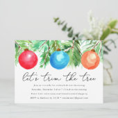 Weihnachtsschmuck Bäume Trimmen Virtual Party Einladung (Stehend Vorderseite)