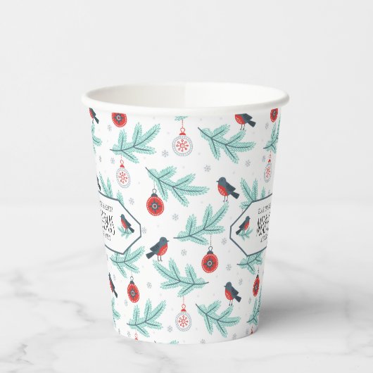 Weihnachtsschmuck & Bird Winter Pattern Pappbecher (Links)