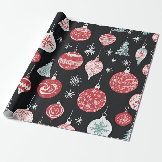 Weihnachtsschmuck Black Geschenkpapier (Ungerollt)