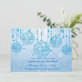 Weihnachtsschmuck (blau) einladung (Stehend Vorderseite)