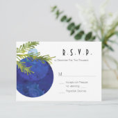 Weihnachtsschmuck, Blau, Hochzeitsrabatt RSVP Karte (Stehend Vorderseite)