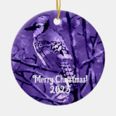 Weihnachtsschmuck Blau Jay Abstrakte Kunst Lila (Vorne)
