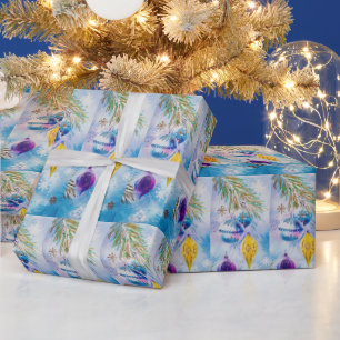 Weihnachtsschmuck Blaues Lila Gold Geschenkpapier