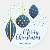 Weihnachtsschmuck Blue Gold SMALL Urlaub Runder Aufkleber (Vorderseite)