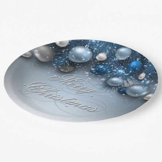 Weihnachtsschmuck - Blues Pappteller (Schrägansicht)