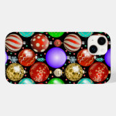 Weihnachtsschmuck Bunte Balls Muster Schwarz B Case-Mate iPhone Hülle (Rückseite (Horizontal))