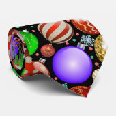 Weihnachtsschmuck Bunte Balls Muster Schwarz B Krawatte (Gerollt)
