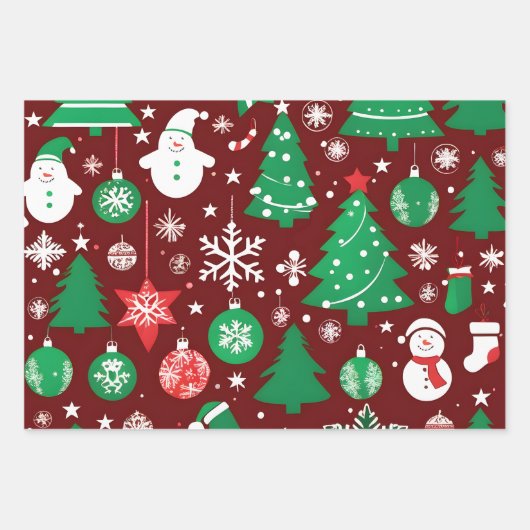 Weihnachtsschmuck, Candy Cane Red Green Geschenk Geschenkpapier Set (Vorderseite 3)