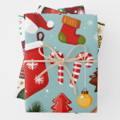 Weihnachtsschmuck, Candy Cane Red Green Geschenk Geschenkpapier Set (Beispiel)