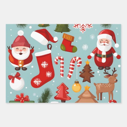 Weihnachtsschmuck, Candy Cane Red Green Geschenk Geschenkpapier Set (Vorderseite)