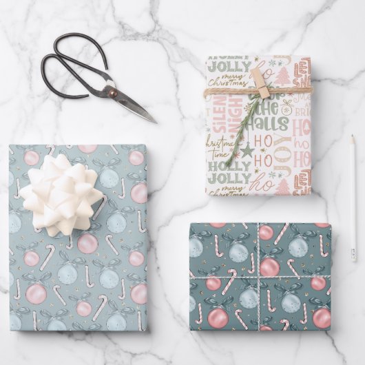 Weihnachtsschmuck Candy Canes Word Kunst Geschenkpapier Set (Vorderseite)