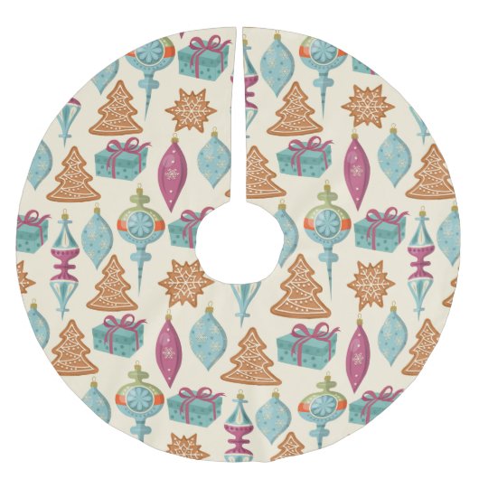 Weihnachtsschmuck Cookies Geschenke Muster Polyester Weihnachtsbaumdecke (Vorderseite)