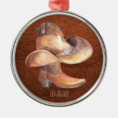 Weihnachtsschmuck Cowboy-Hut & Stiefel auf Leder (Vorne)