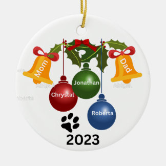 Weihnachtsschmuck der Familie 2023, personalisiert