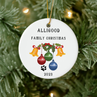 Weihnachtsschmuck der Familie 2023, personalisiert