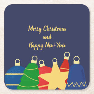 Weihnachtsschmuck Dunkelblau Rechteckiger Pappuntersetzer