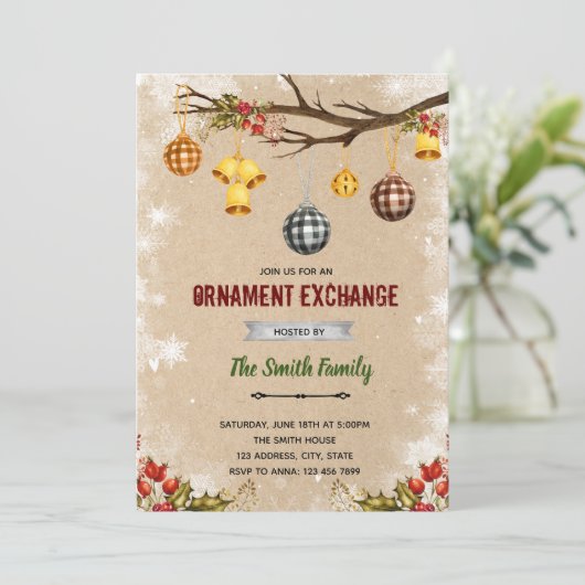 Weihnachtsschmuck Einladung (Stehend Vorderseite)