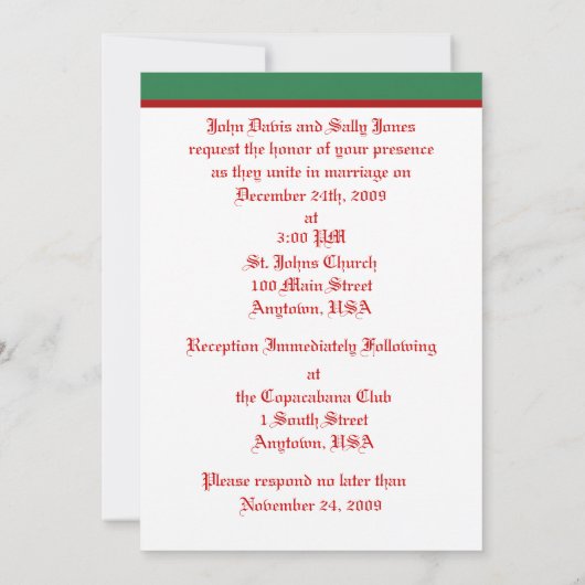 Weihnachtsschmuck Einladungen (Rückseite)