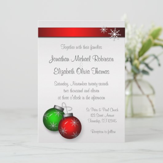 Weihnachtsschmuck Einladungen für Hochzeiten (Stehend Vorderseite)