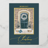 Weihnachtsschmuck Elegant Schiefergrau Folien Feiertagskarte (Vorderseite)