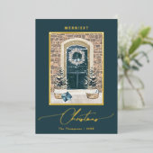 Weihnachtsschmuck Elegant Schiefergrau Folien Feiertagskarte (Stehend vorne)