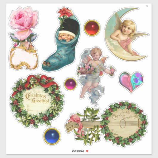 Weihnachtsschmuck, Engel, Strümpfe, Edelsteine Aufkleber (Blatt)