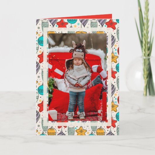 Weihnachtsschmuck Falten Foto Feiertagskarte (Vorderseite)
