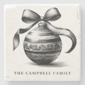 Weihnachtsschmuck Familienname Steinuntersetzer (Vorderseite)