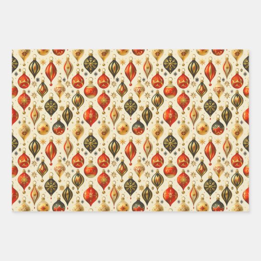 Weihnachtsschmuck Farbiges Gold Design Geschenkpapier Set (Vorderseite 3)