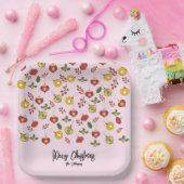 Weihnachtsschmuck Festliche Grüne Rosa Pappteller (Party)