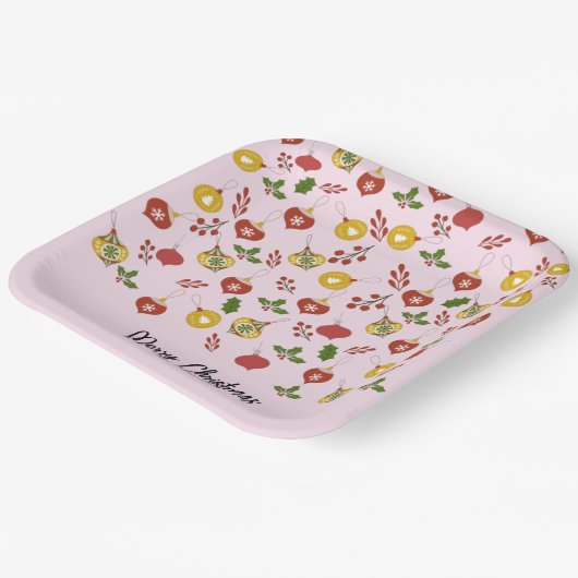 Weihnachtsschmuck Festliche Grüne Rosa Pappteller (Gewinkelt)