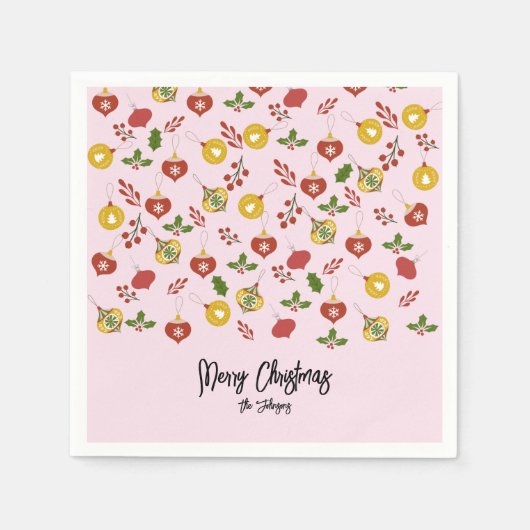 Weihnachtsschmuck Festliche Grüne Rosa Serviette (Vorderseite)
