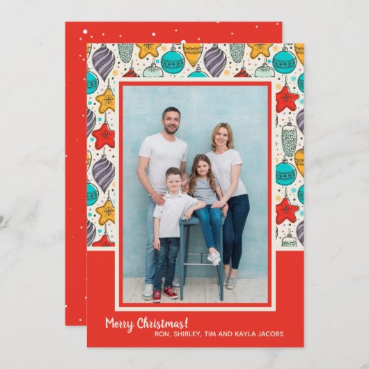 Weihnachtsschmuck-Foto Feiertagskarte (Vorne/Hinten)